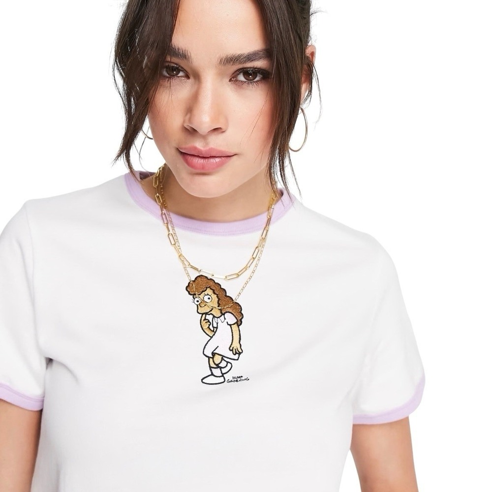 Levis x The Simpsons Janey Bue Ringer T Shirt‎ White Womens Size Small